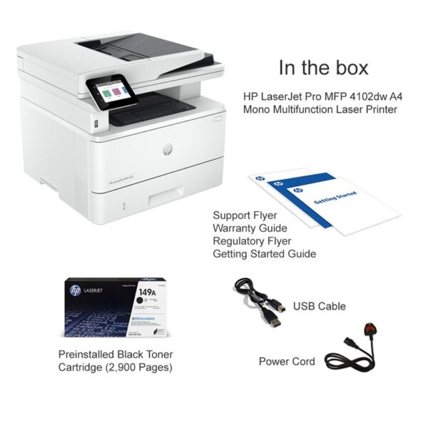 HP LaserJet Pro 4102dw Black & White Wireless Print, copy, scan - Image 2