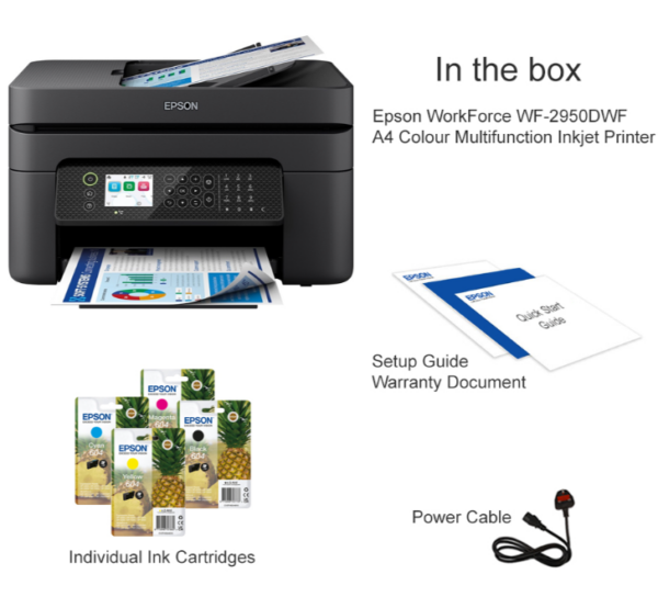 Epson WorkForce WF-2950DWF A4 Colour Multifunction Inkjet Printer - Image 5
