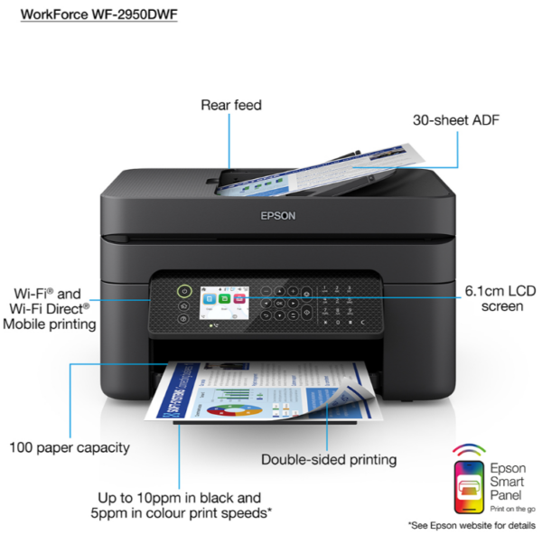 Epson WorkForce WF-2950DWF A4 Colour Multifunction Inkjet Printer - Image 12