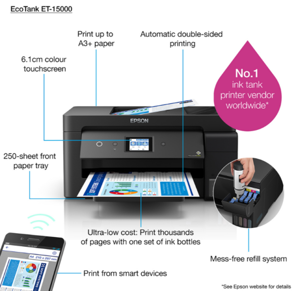Epson EcoTank ET-15000 A4 Colour Multifunction Inkjet Printer - Image 12