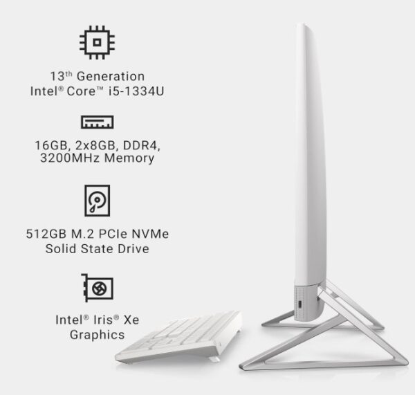 Dell Inspiron 27 All-In-One Desktop 7730 PC 27" FHD Display, Intel Core i5-1334U, 16GB RAM, Iris Xe Graphics, 512GB SSD, Windows 11 Home - Image 2