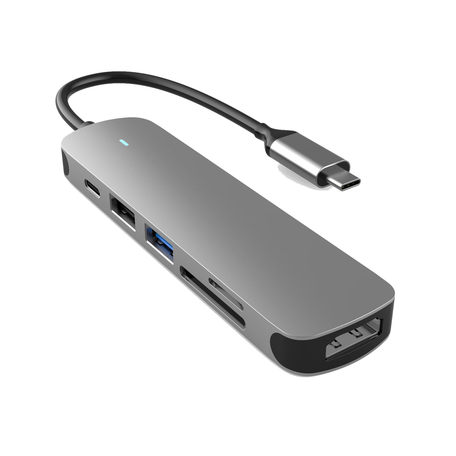 Prevo C605A 6-In-1 USB-C 4K Media and Data Transfer Hub Docking Station with 60W Passthrough, USB-C, HDMI, SD, USB-A for PC, Laptop, Tablet - Windows and Mac iOS Compatible - Image 2