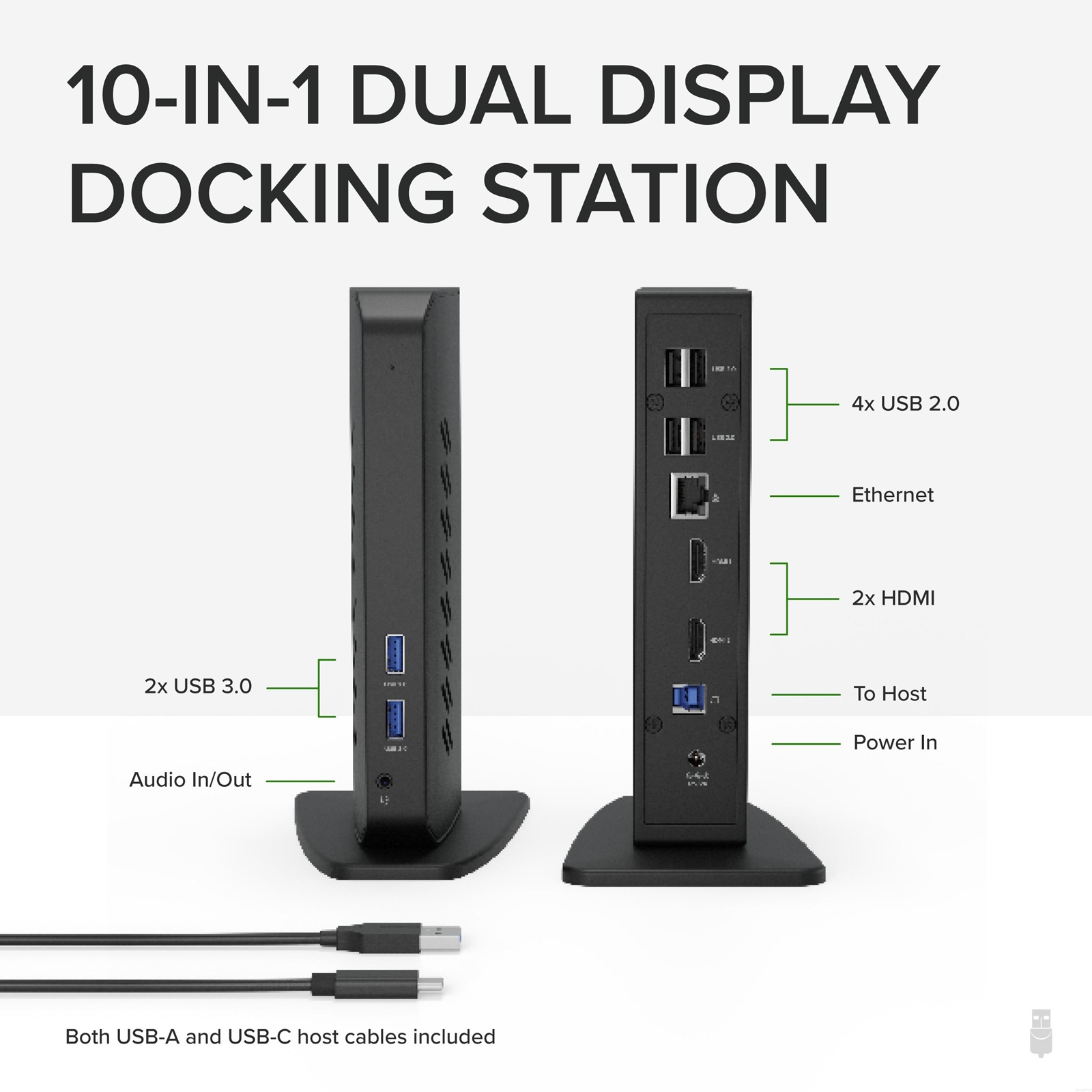 Plugable UD-3900 USB-A/USB-C Dual Monitor Universal DisplayLink Certified Docking Station - Image 2