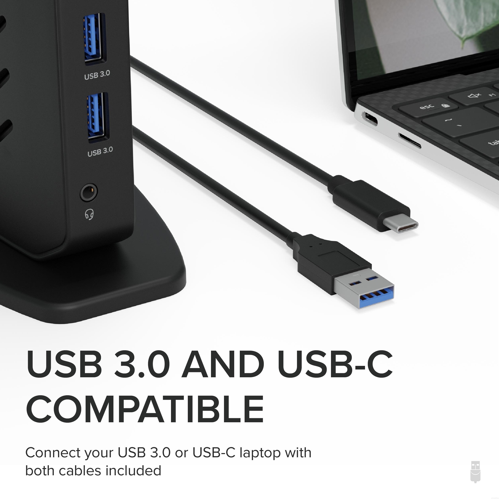 Plugable UD-3900 USB-A/USB-C Dual Monitor Universal DisplayLink Certified Docking Station - Image 4