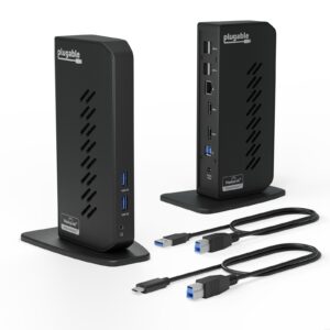 Plugable UD-3900 USB-A/USB-C Dual Monitor Universal DisplayLink Certified Docking Station